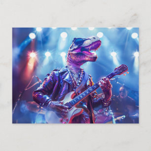 Cartes Pour Fêtes Annuelles Rockstar Dinosaur sur scène