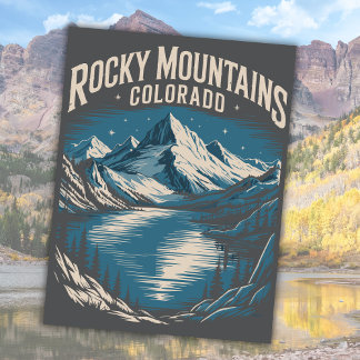 Cartes Pour Fêtes Annuelles Rocky Mountains Colorado USA Travel Art Postcard