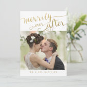 Cartes Pour Fêtes Annuelles Romantic Newlyweds Gold Script Photo de vacances (Debout devant)