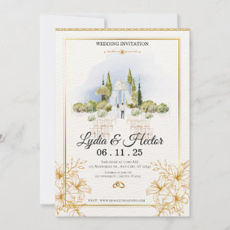 Cartes Pour Fêtes Annuelles -Romantic-Pink-Watercolor-Floral-Couple-Wedding-