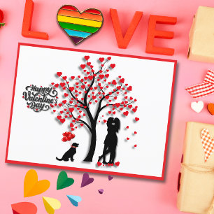 Cartes Pour Fêtes Annuelles Romantique arbre cardiaque Femme Couple