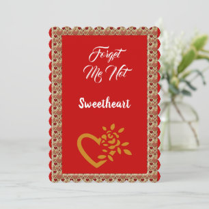 Cartes Pour Fêtes Annuelles Romantique Coeur d'or Oubliez-moi pas Valentine