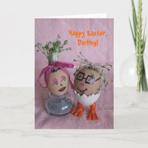 Cartes Pour Fêtes Annuelles Romantique Eggmen de Pâques Couple Oeufs avec Seri