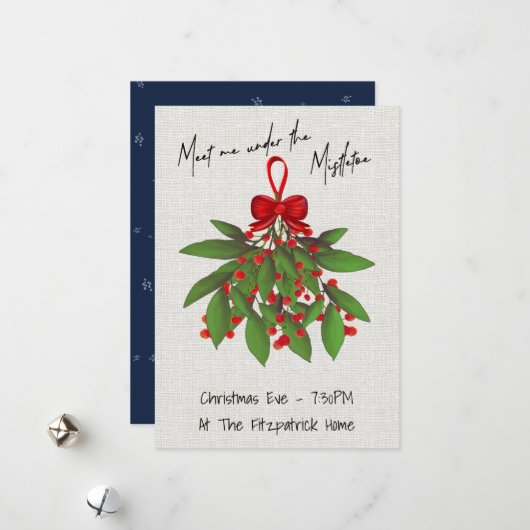 Cartes Pour Fêtes Annuelles Romantique Rencontrez-moi sous le Mistletoe Noël (Devant/Arrière en situation)
