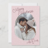 Cartes Pour Fêtes Annuelles Romantique rose manuscrit photo Joyeux Noël (Devant)