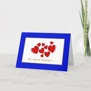 Cartes Pour Fêtes Annuelles Romantique Rouge amour Coeurs Bleu Frontière Noël