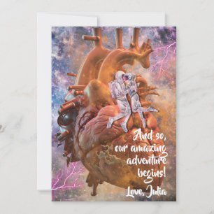 Cartes Pour Fêtes Annuelles Romantique Sci-fi Astronautes de l'espace Couple V