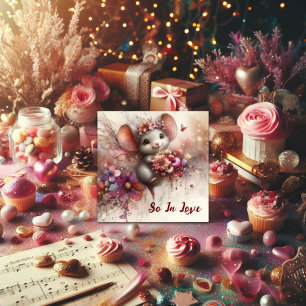 Cartes Pour Fêtes Annuelles Romantique So In Love Watercolor Souris Valentine
