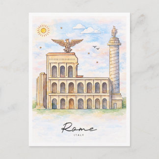 Cartes Pour Fêtes Annuelles Rome Architecture Watercolor | Italy Travel
