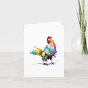Cartes Pour Fêtes Annuelles Rooster D Bird Portrait en Aquarelles & Stylo