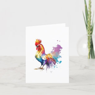 Cartes Pour Fêtes Annuelles Rooster F Bird Portrait en Aquarelles & Stylo