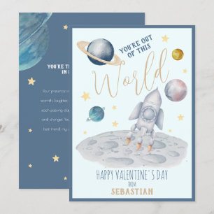 Cartes Pour Fêtes Annuelles Roquette d'aquarelle mignonne dans l'espace Saint-