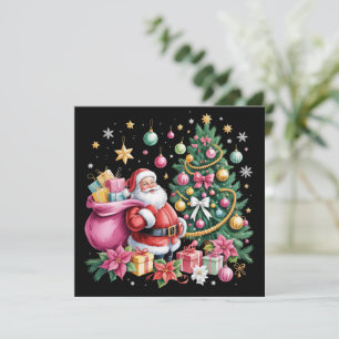 Cartes Pour Fêtes Annuelles Rosa Santa Coquette Noël Mignon Arbre Fille Rétro