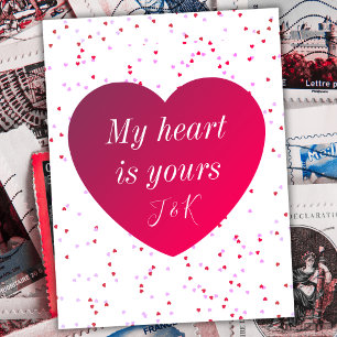 Cartes Pour Fêtes Annuelles Rose Blanc & Rouge Coeur mignon Moderne Valentines