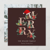 Cartes Pour Fêtes Annuelles Rose Brown Gold Red Joyeux Noël Folio Photo (Devant / Derrière)