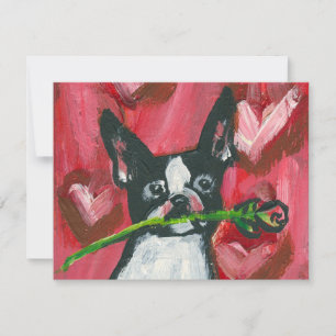 Cartes Pour Fêtes Annuelles Rose de Boston Terrier Valentine