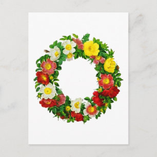 Cartes Pour Fêtes Annuelles Rose de Noël Wreath par Pierre-Joseph Redouté