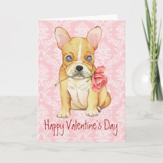 Cartes Pour Fêtes Annuelles Rose de Valentine Frenchie (Devant)