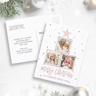 Cartes Pour Fêtes Annuelles Rose Doré   Joyeux Noël moderne 3 photo