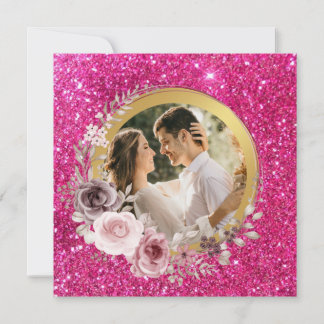 Cartes Pour Fêtes Annuelles Rose et Bourgogne Floral Gold Mariage