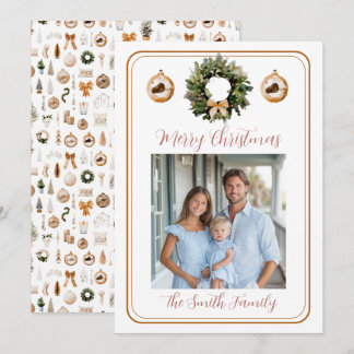 Cartes Pour Fêtes Annuelles Rose Gold Classic Wreath Grandmillennial Photo