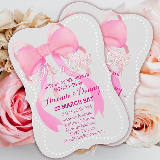 Cartes Pour Fêtes Annuelles rose Gris Baby shower