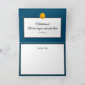 Cartes Pour Fêtes Annuelles Rose jaune Motif photo sur bleu (Intérieur)