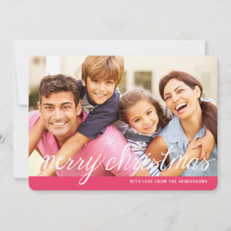 Cartes Pour Fêtes Annuelles Rose Joyeux moderne | Grey Photo Holiday Grey