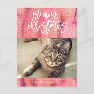 Cartes Pour Fêtes Annuelles Rose "Meowy Christmas" Animaux de Noël