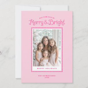 Cartes Pour Fêtes Annuelles Rose Merry Lumineux Élégant Photo