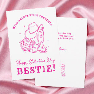 Cartes Pour Fêtes Annuelles Rose occidentale Script Bff Joyeuse Galentine's Da