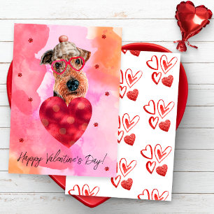 Cartes Pour Fêtes Annuelles Rose Orange Airedale Cadeau de la Saint-Valentin C