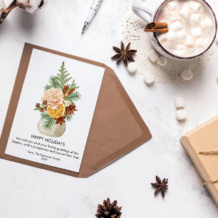 Cartes Pour Fêtes Annuelles Rose Orange Cannelle Noël Plat de Verdure