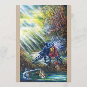 Cartes Pour Fêtes Annuelles ROSE OUBLIÉE Chevaliers combattants, Argent et Dia