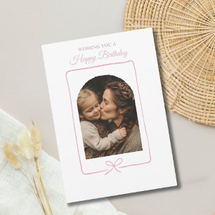 Cartes Pour Fêtes Annuelles Rose Pâle Élégant Photo Anniversaire Maman Personn