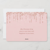 Cartes Pour Fêtes Annuelles Rose Parties scintillant or gouttes Joyeux Noël Ph (Dos)