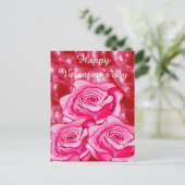 Cartes Pour Fêtes Annuelles Rose personnalisé avec coeurs 3d (Debout devant)