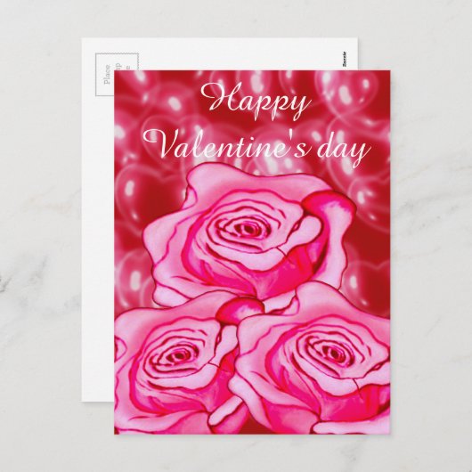Cartes Pour Fêtes Annuelles Rose personnalisé avec coeurs 3d (Devant / Derrière)
