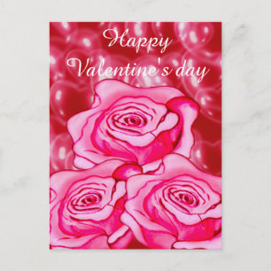 Cartes Pour Fêtes Annuelles Rose personnalisé avec coeurs 3d
