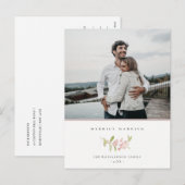 CARTES POUR FÊTES ANNUELLES ROSE ROSE BLANC DOUX MINIMAL MARIÉ MERRIELLEMENT (Devant / Derrière)