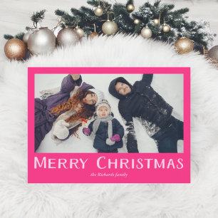 Cartes Pour Fêtes Annuelles Rosé rose gras traditionnel Joyeux Noël photo