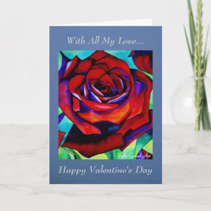 Cartes Pour Fêtes Annuelles Rose rouge avec tout mon amour Valentine
