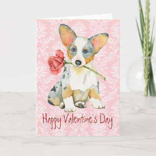 Cartes Pour Fêtes Annuelles Rose Valentin Cardigan Welsh Corgi