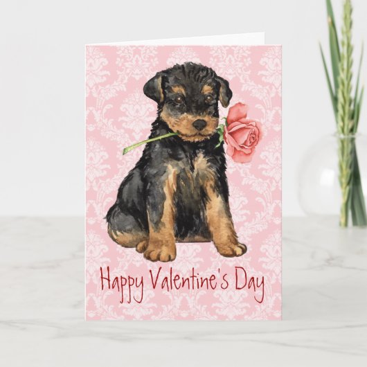 Cartes Pour Fêtes Annuelles Rose Valentine Airedale (Devant)