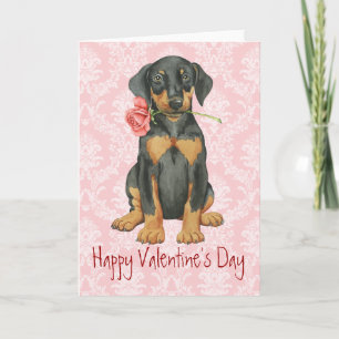 Cartes Pour Fêtes Annuelles Rose Valentine Doberman