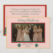 Cartes Pour Fêtes Annuelles Rose, Vert, Rouge et Or, moderne, mariage (Devant / Derrière)