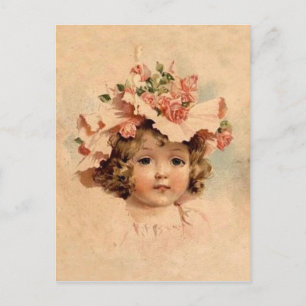 Cartes Pour Fêtes Annuelles Rose vintage de Pâques Bonnet Girl