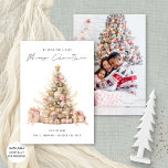 Cartes Pour Fêtes Annuelles Rose vintage Gold Tree photo Joyeux Noël<br><div class="desc">Vintage Rose Gold Tree Photo Joyeux Noël est dans un stylo stylé de style manuscrit. Disponible numériquement et imprimé. Remplacez l'image au dos par votre photo préférée.</div>