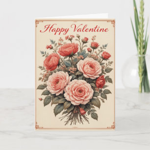 Cartes Pour Fêtes Annuelles Rose Vintage Saint-Valentin Floral Romantique