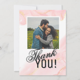 Cartes Pour Fêtes Annuelles Rose & White Marble Vein Photo Thank You Card
